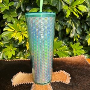 NWT STARBUCKS Mint Green Iridescent Holographic Cold Cup 24 fl oz
